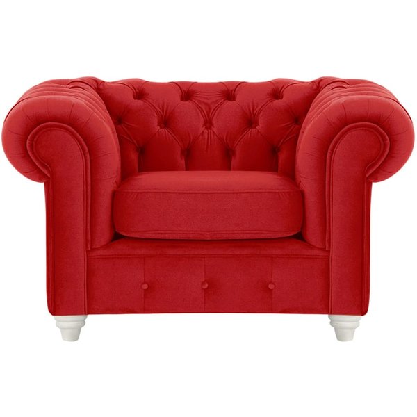 Chesterfield Max Armchair, dark red, Leg colour: white