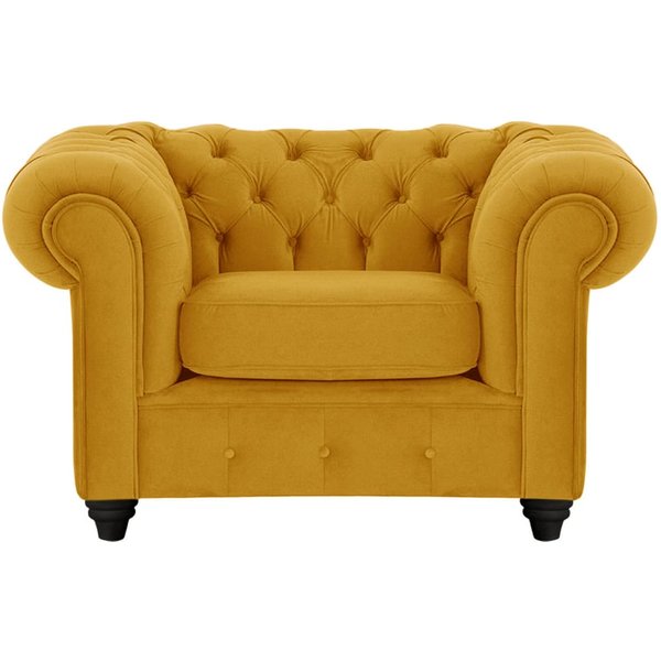 Chesterfield Max Armchair, mustard, Leg colour: black