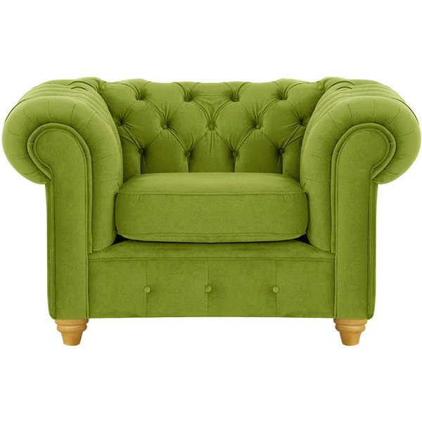 Chesterfield Max Armchair, olive green, Leg colour: like oak