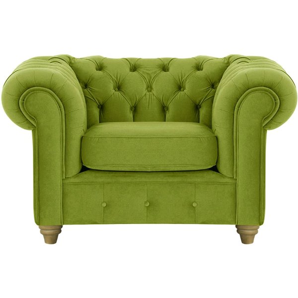 Chesterfield Max Armchair, olive green, Leg colour: wax black