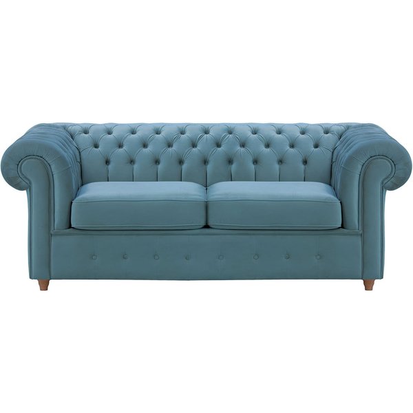 Chesterfield Max 2 Seater Sofa Bed, dirty blue, Leg colour: aveo