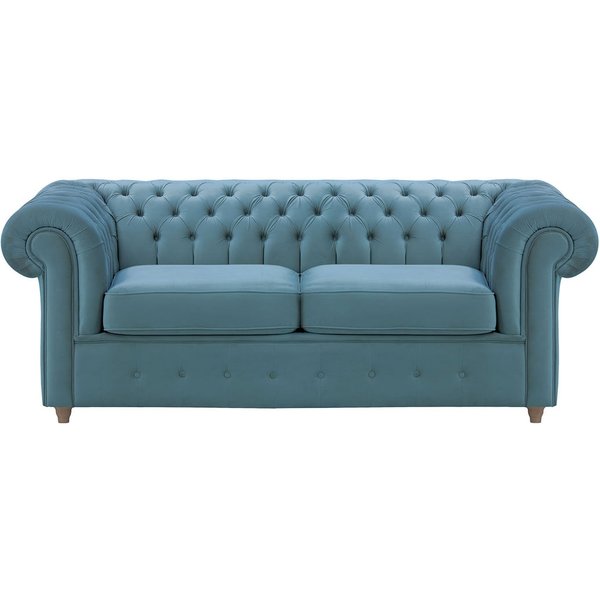 Chesterfield Max 2 Seater Sofa Bed, dirty blue, Leg colour: wax black