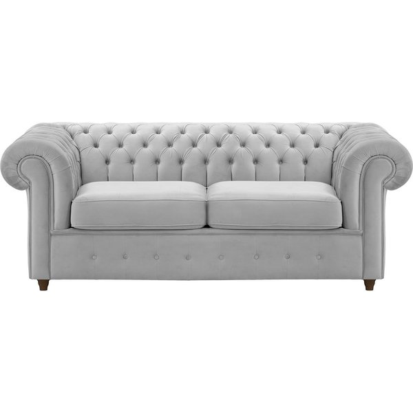 Chesterfield Max 2 Seater Sofa Bed, silver, Leg colour: dark oak
