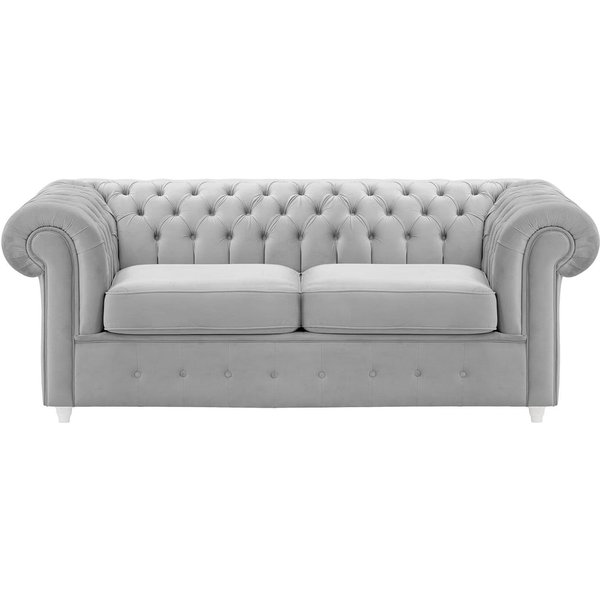 Chesterfield Max 2 Seater Sofa Bed, silver, Leg colour: white