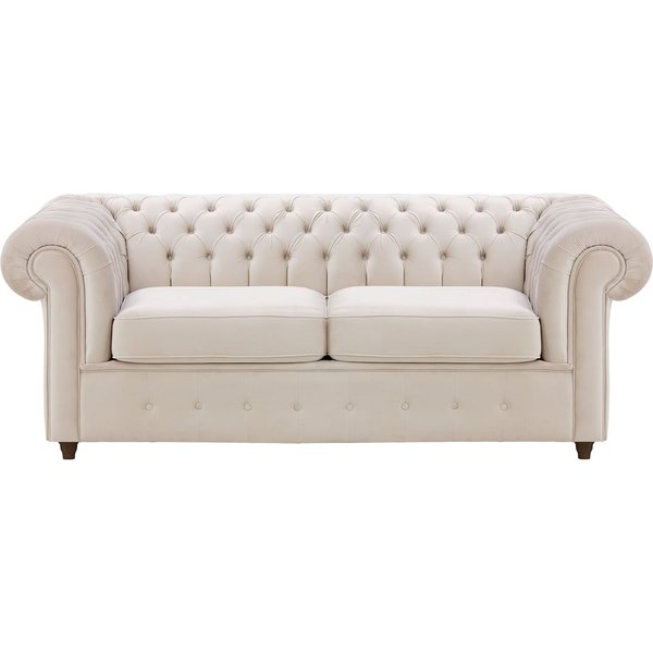 Chesterfield Max 2 Seater Sofa Bed, light beige, Leg colour: dark oak