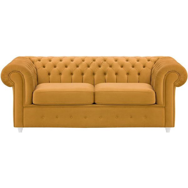 Chesterfield Max 2 Seater Sofa Bed, mustard, Leg colour: white
