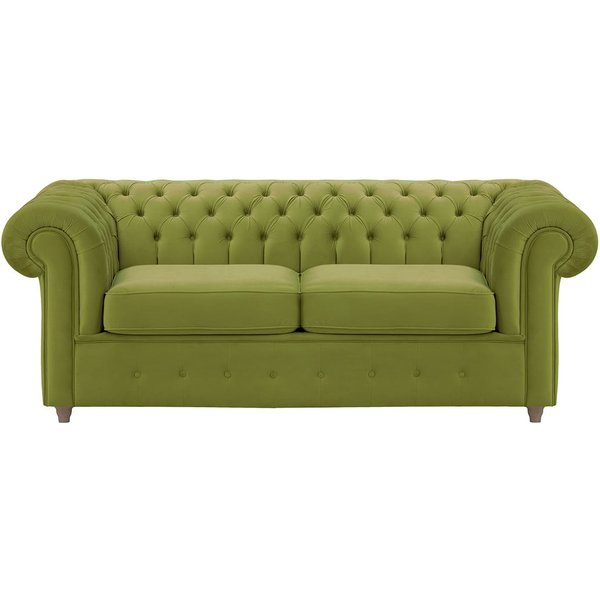 Chesterfield Max 2 Seater Sofa Bed, olive green, Leg colour: wax black
