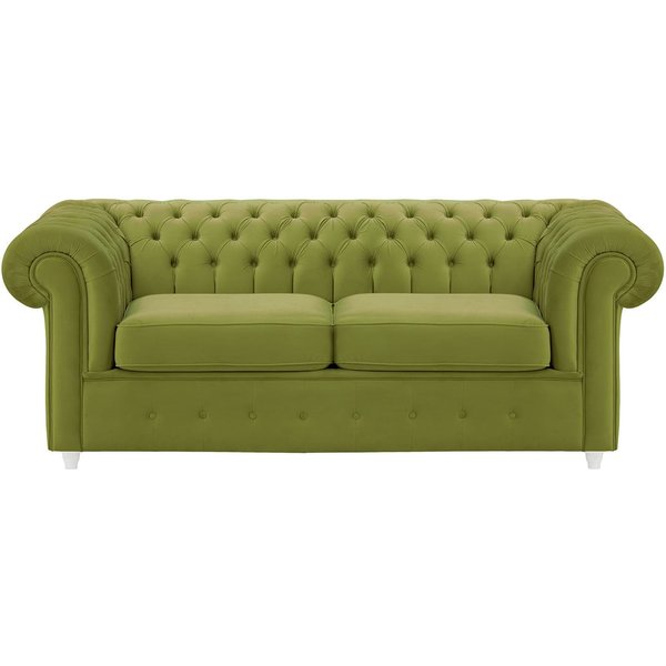 Chesterfield Max 2 Seater Sofa Bed, olive green, Leg colour: white