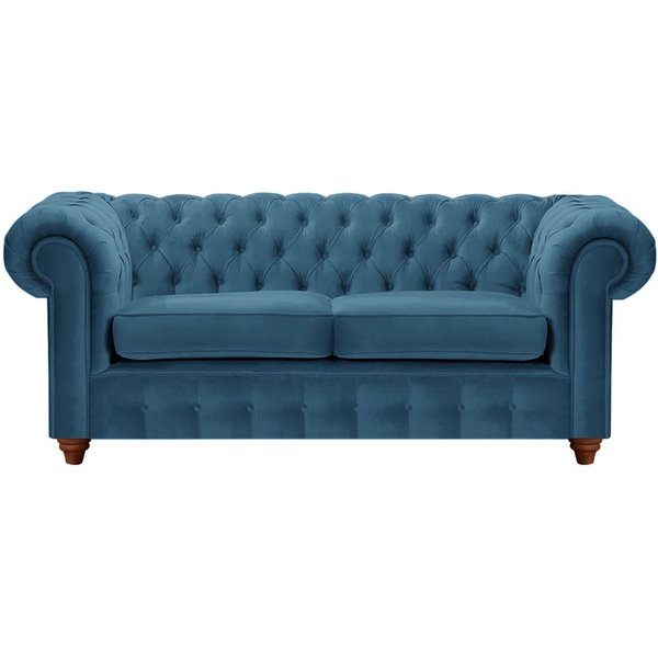 Chesterfield Max 2 Seater Sofa, blue, Leg colour: dark oak