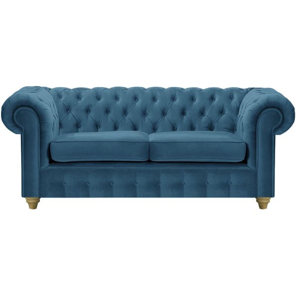 Chesterfield Max 2 Seater Sofa, blue, Leg colour: wax black