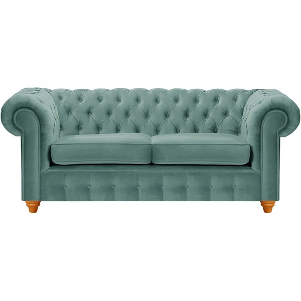 Chesterfield Max 2 Seater Sofa, dirty blue, Leg colour: aveo