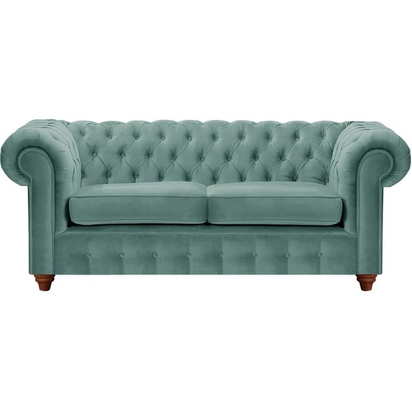 Chesterfield Max 2 Seater Sofa, dirty blue, Leg colour: dark oak