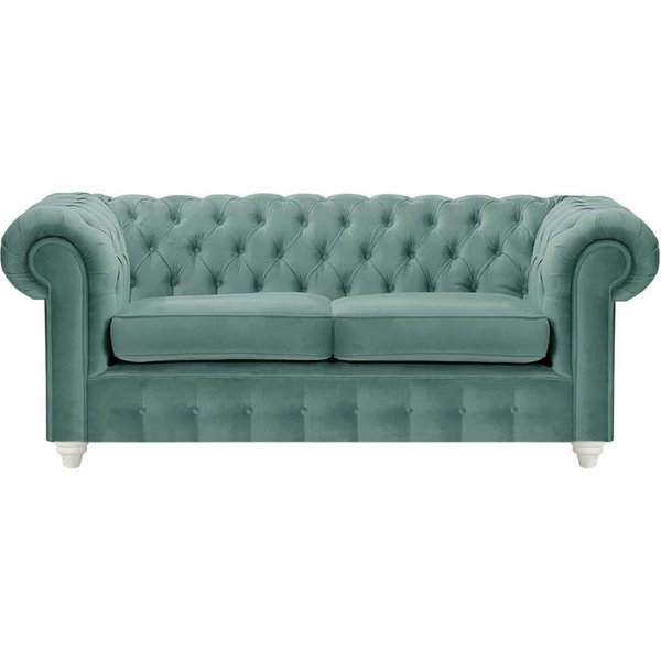 Chesterfield Max 2 Seater Sofa, dirty blue, Leg colour: white