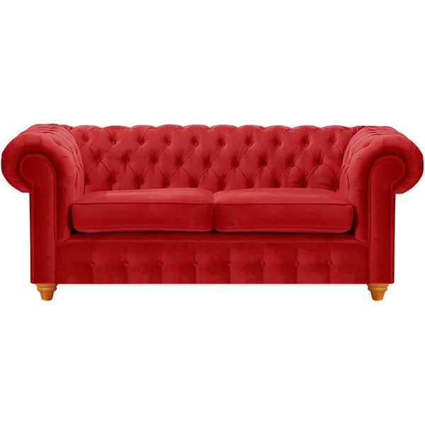 Chesterfield Max 2 Seater Sofa, dark red, Leg colour: aveo
