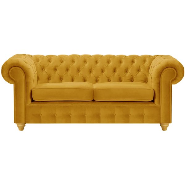 Chesterfield Max 2 Seater Sofa, mustard, Leg colour: like oak