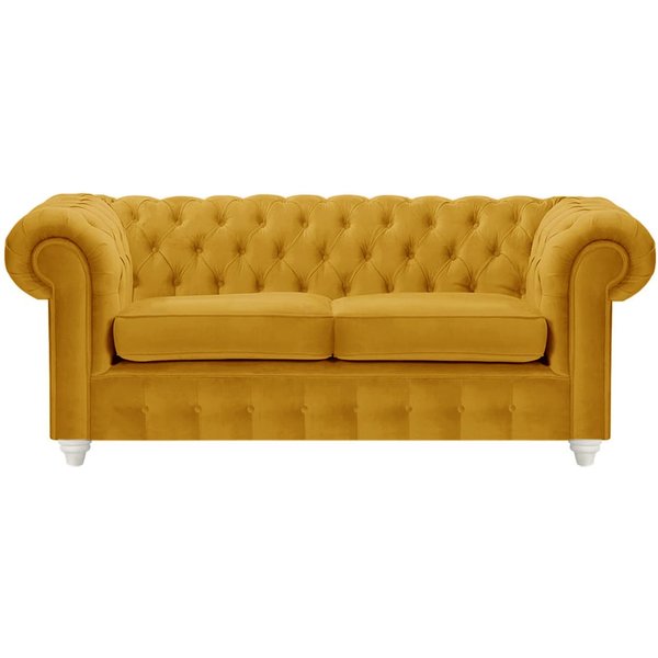 Chesterfield Max 2 Seater Sofa, mustard, Leg colour: white