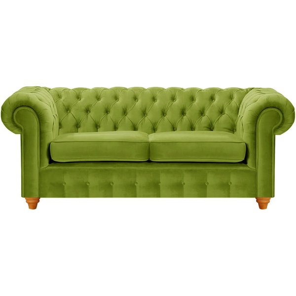 Chesterfield Max 2 Seater Sofa, olive green, Leg colour: aveo