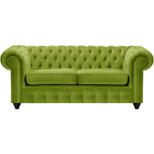 Chesterfield Max 2 Seater Sofa, olive green, Leg colour: black