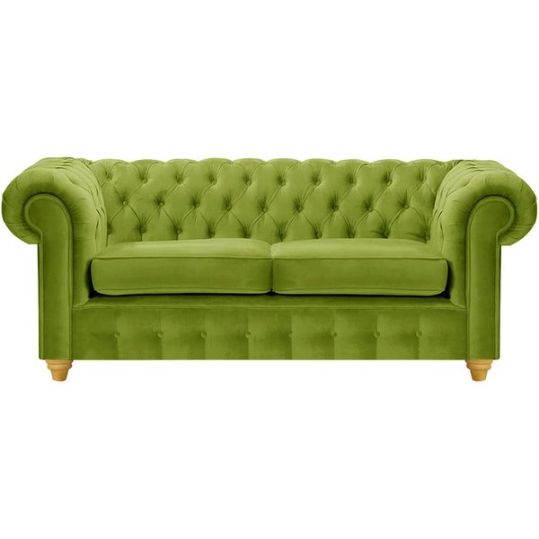 Chesterfield Max 2 Seater Sofa, olive green, Leg colour: like oak