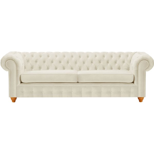 Chesterfield Max 3 Seater Sofa, light beige, Leg colour: aveo