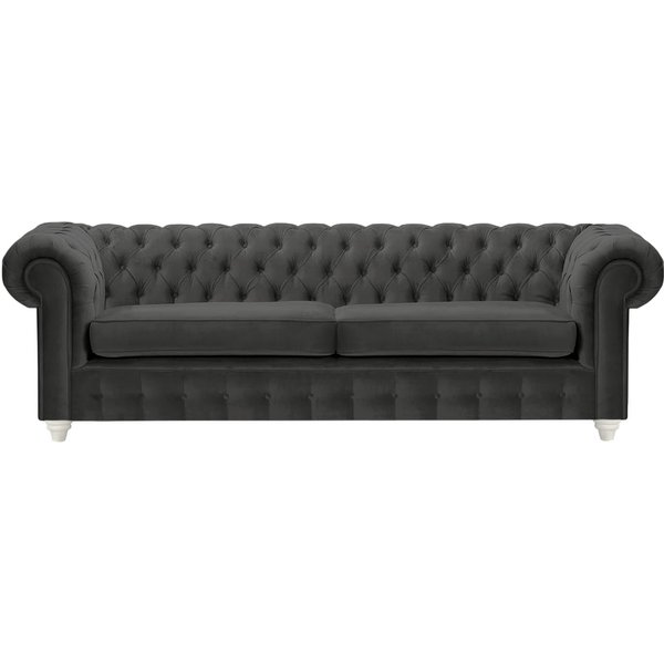 Chesterfield Max 3 Seater Sofa, black, Leg colour: white