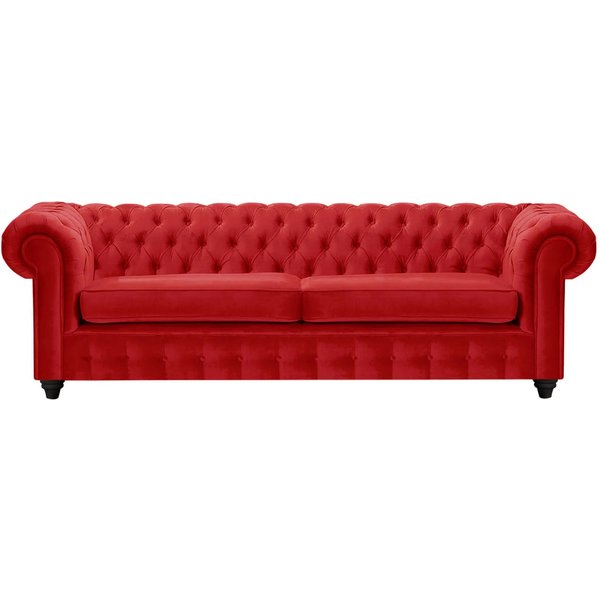 Chesterfield Max 3 Seater Sofa, dark red, Leg colour: black