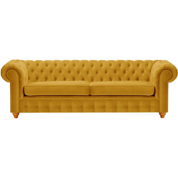 Chesterfield Max 3 Seater Sofa, mustard, Leg colour: aveo