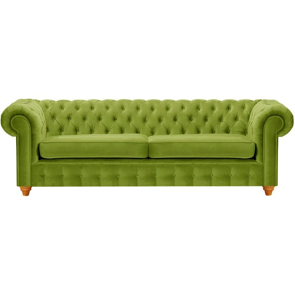 Chesterfield Max 3 Seater Sofa, olive green, Leg colour: aveo