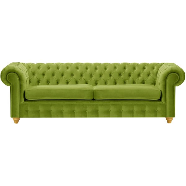 Chesterfield Max 3 Seater Sofa, olive green, Leg colour: like oak
