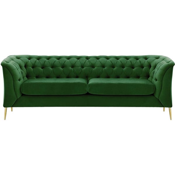 Chesterfield Modern 2,5 Seater Sofa, dark green, Leg colour: gold metal