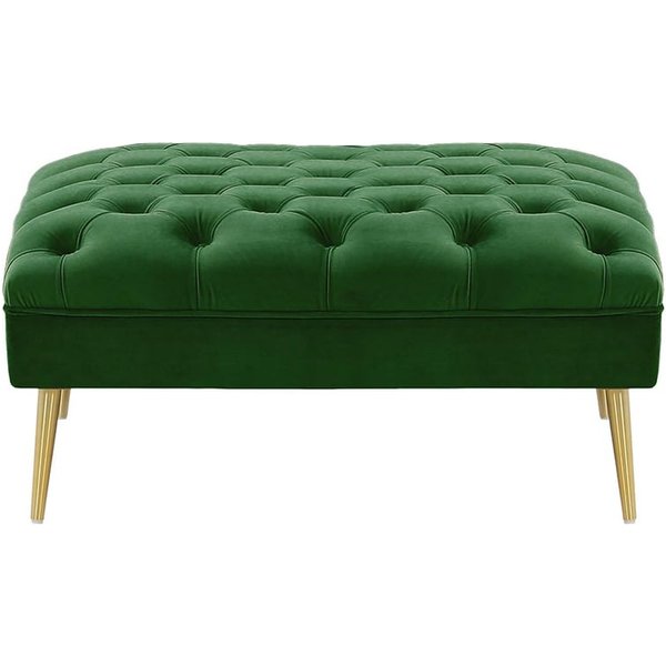 Chesterfield Modern Footstool, dark green, Leg colour: gold metal