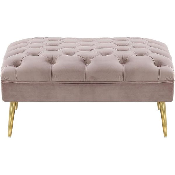 Chesterfield Modern Footstool, lilac, Leg colour: gold metal