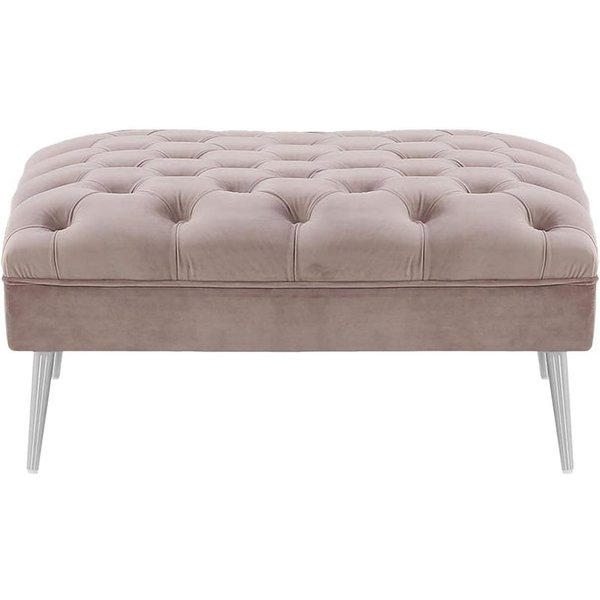 Chesterfield Modern Footstool, lilac, Leg colour: chrome metal