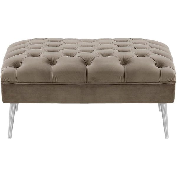 Chesterfield Modern Footstool, grey, Leg colour: chrome metal