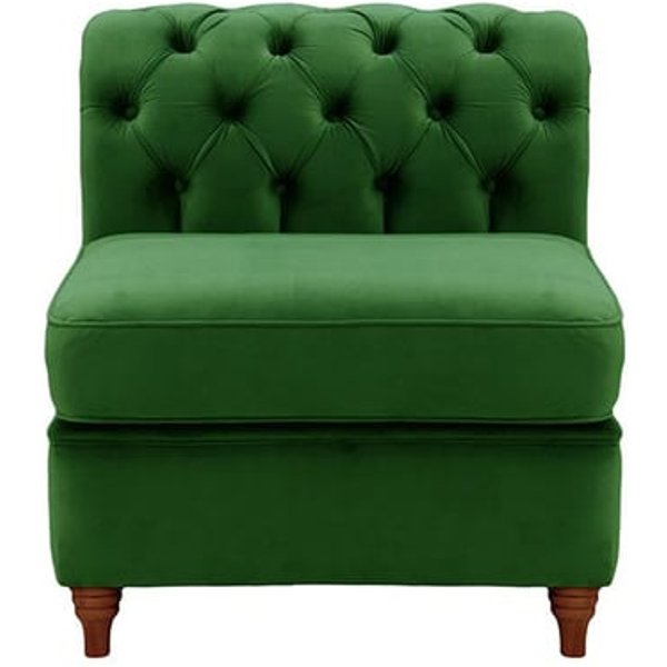 Chesterfield Single Modular Unit (1CP), dark green, Leg colour: dark oak
