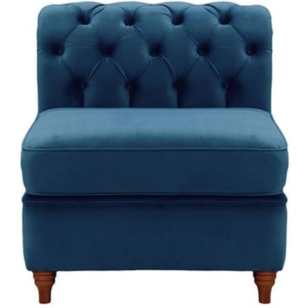 Chesterfield Single Modular Unit (1CP), blue, Leg colour: dark oak