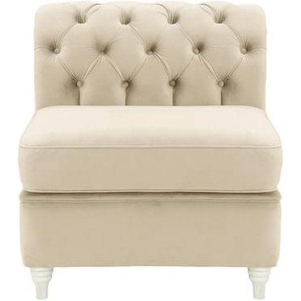 Chesterfield Single Modular Unit (1CP), light beige, Leg colour: white