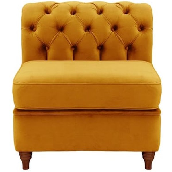 Chesterfield Single Modular Unit (1CP), mustard, Leg colour: dark oak