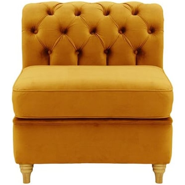 Chesterfield Single Modular Unit (1CP), mustard, Leg colour: like oak