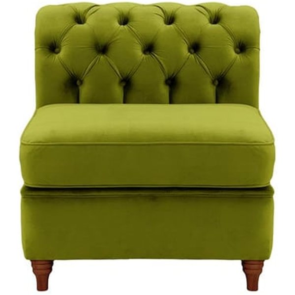 Chesterfield Single Modular Unit (1CP), olive green, Leg colour: dark oak