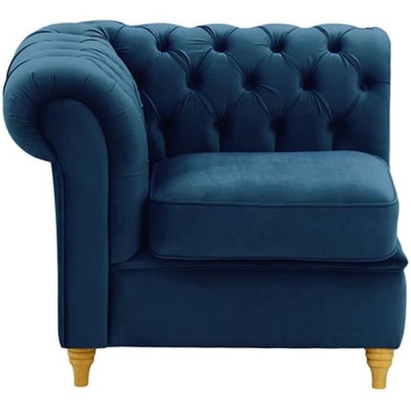 Chesterfield Single LHF Modular Unit (1L), blue, Leg colour: like oak