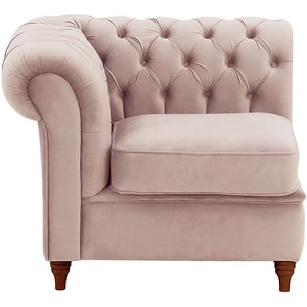 Chesterfield Single LHF Modular Unit (1L), lilac, Leg colour: dark oak