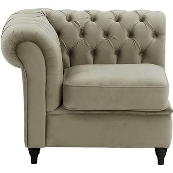 Chesterfield Single LHF Modular Unit (1L), grey, Leg colour: black