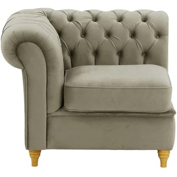 Chesterfield Single LHF Modular Unit (1L), grey, Leg colour: like oak