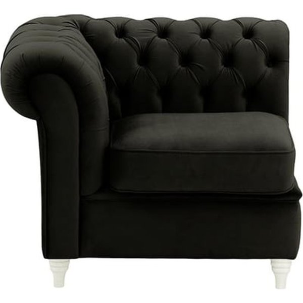 Chesterfield Single LHF Modular Unit (1L), black, Leg colour: white