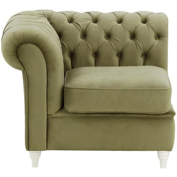 Chesterfield Single LHF Modular Unit (1L), mink, Leg colour: white