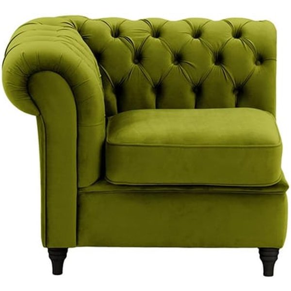 Chesterfield Single LHF Modular Unit (1L), olive green, Leg colour: black