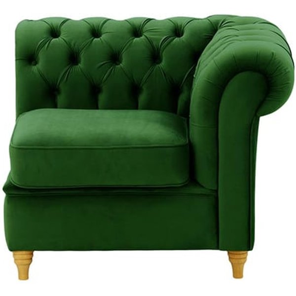 Chesterfield Single RHF Modular Unit (1R), dark green, Leg colour: like oak