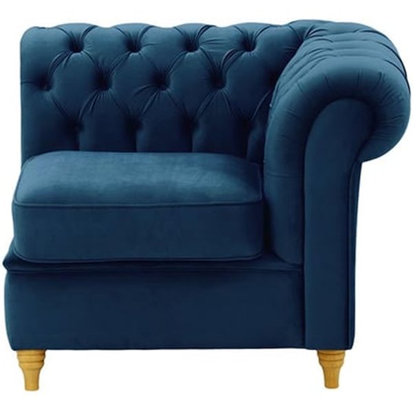 Chesterfield Single RHF Modular Unit (1R), blue, Leg colour: like oak