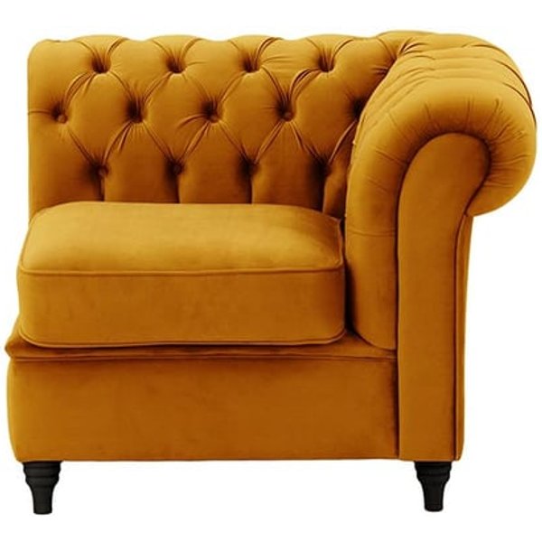 Chesterfield Single RHF Modular Unit (1R), mustard, Leg colour: black